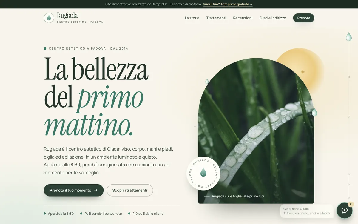 Anteprima del sito di esempio Rugiada