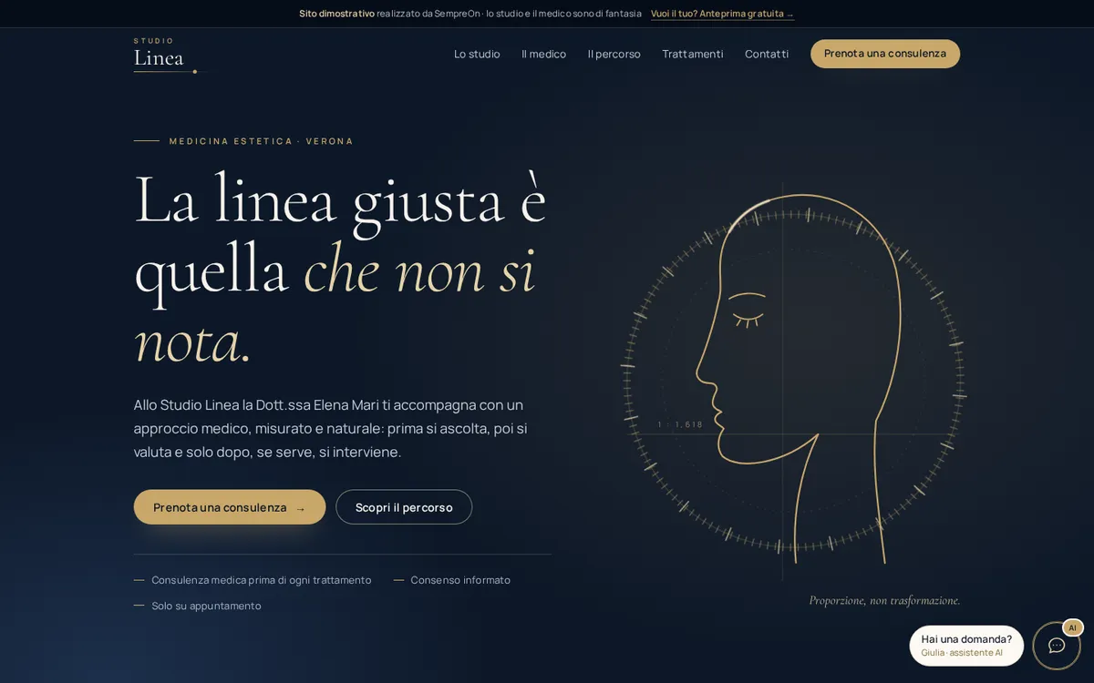 Anteprima del sito di esempio Studio Linea